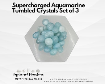 Supercharged Aquamarine Tumbled Crystals Set of 3