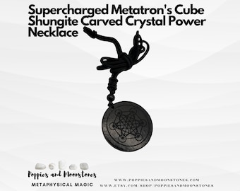 Collier puissant en cristal sculpté en shungite de Metatron's Cube suralimenté