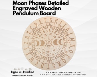 Moon Phases Detailed Engraved Wooden Pendulum Board