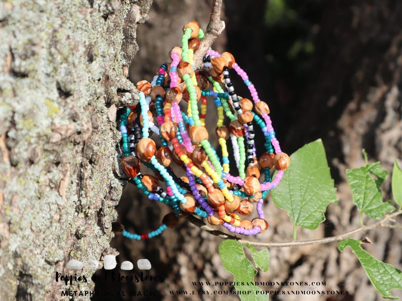Pulsera de cuentas fantasma y bayas de enebro - Protección chamánica con infusión de Reiki imagen 7