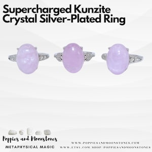 Bague plaquée argent avec cristal de kunzite suralimenté