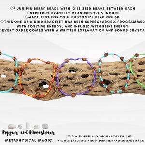 Pulsera de cuentas fantasma y bayas de enebro - Protección chamánica con infusión de Reiki imagen 2