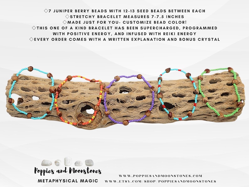 Pulsera de cuentas fantasma y bayas de enebro - Protección chamánica con infusión de Reiki imagen 2