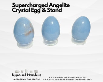 Supercharged Angelite Crystal Egg & Stand