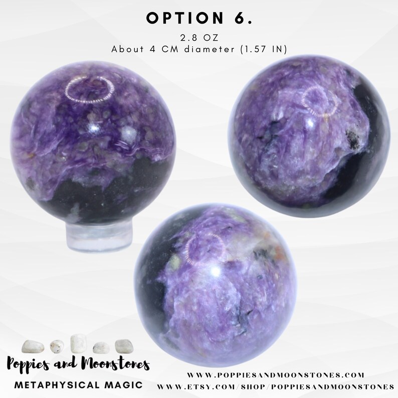 Poppy Sphere Supercharged Rare Charoite Gemmy Crystal Sphere Reiki Infused- You Pick ...