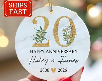 Personalized 20th Anniversary Ornament, Custom Couple Gift