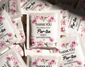 Adult Birthday Tea Favors - Custom Birthday Tea Bags,60th 70th 80th 90th Tea-riffic Birthday Favor, Perfect Blend Party Favors
