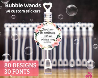 Wedding Send Off Bubbles Party Favors | Personalized Wedding Ceremony Bubble Wands for Guests, Birthday & Baby Shower Party Bubbles
