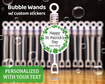 St. Patrick’s Day Classroom Bubble Favors with Custom Stickers, Shamrock Party Bubbles, Non-Candy School Treats, St Patty’s Day Toddler Gift