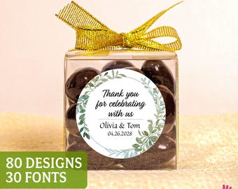 Personalized Clear Favor Boxes, Ribbon & Stickers, Party Favor Idea, Bridal Shower, Baby Shower Gift Set of 10