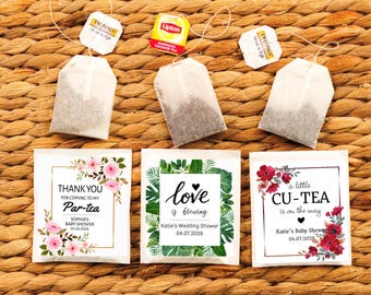 Personalized Tea Bag Favors with Custom Label - Wedding Tea, Baby Shower, Bridal Shower Tea Party, Tea Favors, Perfect Blend,Love is brewing