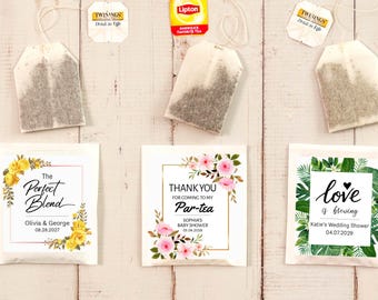 Personalized Tea Bag Favors with Custom Label - Wedding Tea, Baby Shower, Bridal Shower Tea Party, Tea Favors, Perfect Blend, Baby Brewing