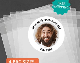 Personalized Birthday Party Favor Bags & Stickers: Custom Photo Stickers and Goodie Bags