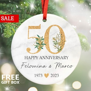 50th Anniversary Gift, Personalized Parents Anniversary Gift, Custom Anniversary Ornament, Grandparents Golden Anniversary Present Ideas