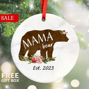 Mama Bear Custom Laser Cut Wooden Christmas Ornament for Mom