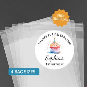 Birthday Party Favor Bags and Stickers, Personalized Happy Birthday Gift Bags, Custom Birthday Party Favor Labels, Candy Bags, Goodie bags
