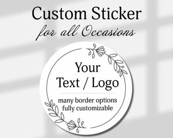 Custom Stickers Labels for Events, Personalized Parties Labels, Logo Stickers, Wedding & Business Labels, Birthdays, Baby Shower Party