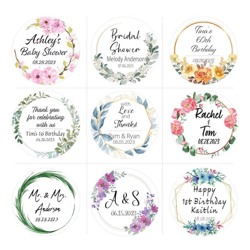 Custom Stickers Labels for Events, Personalized Parties Labels, Logo ...