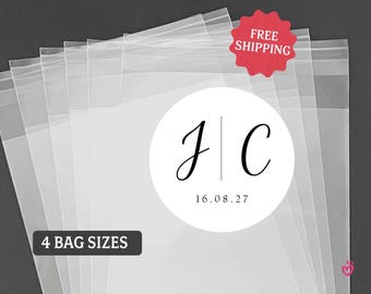 Personalized Wedding Favor Bags with Couple Name Stickers