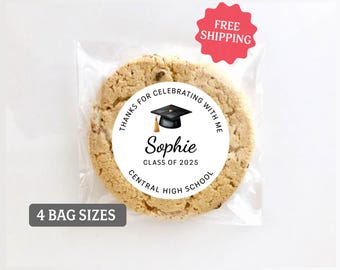 Personalized Graduation Cookie Labels and Bags: Class of 2026