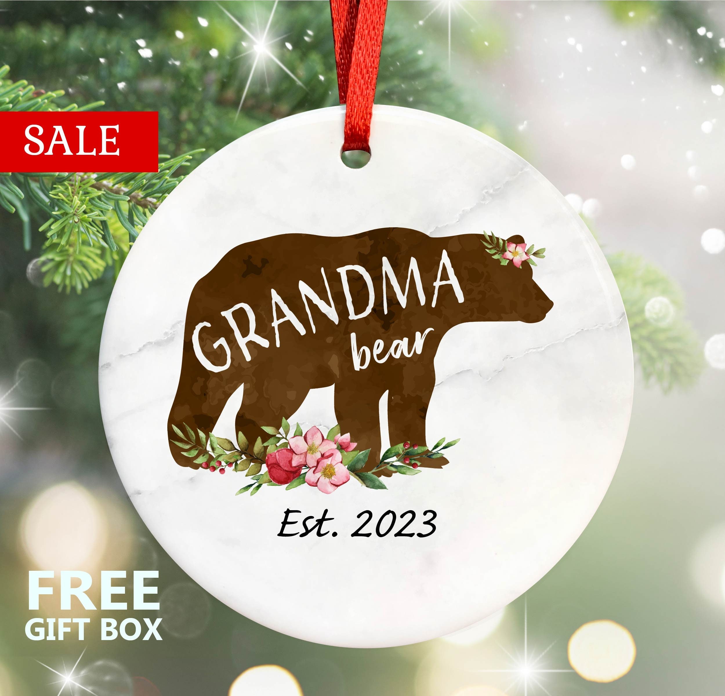 Bear Ornament,Mama Bear with Cubs Layered Christmas Tree Ornament Wooden 3D  Christmas Ornament 2023 (Bear)