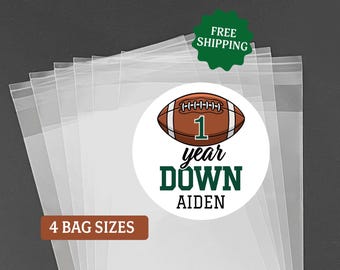 Personalized 1st Birthday Favor Bags with Football Stickers