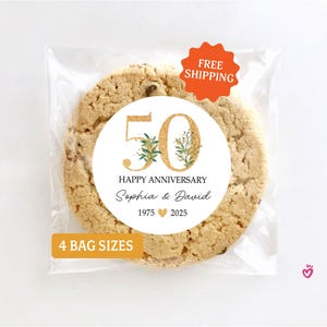 50th Anniversary Guest Favor stickers and bags, Personalized Wedding Anniversary Party Favor, Custom 50 years happy anniversary Keepsake