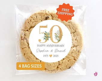 50th Anniversary Favor Stickers and Bags: Personalized Keepsake