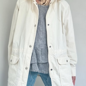 Minimalistische LL Bean Raglan-Canvas-Utility-Jacke aus den 90ern mit Druckknöpfen vorne