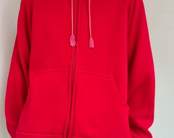 vintage blank full zip hoodie in Tomato
