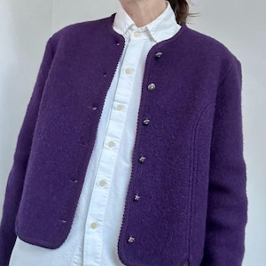 80s boiled wool jacket in Eggplant