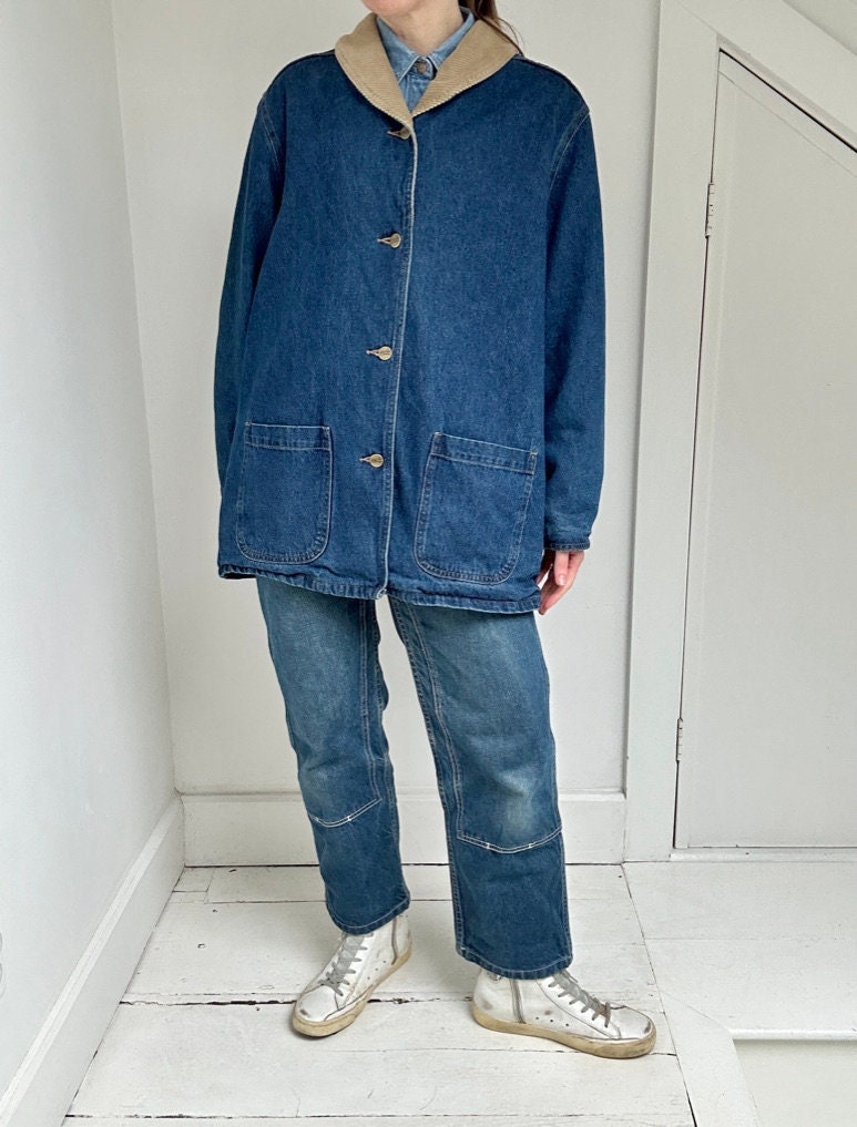 Rare 80s LL Bean Denim Shawl Collar Chore Coat - Etsy