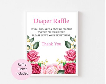 Baby shower game template, Baby shower games girl, Diaper game, Diaper game sign, Diaper Raffle, Games for baby shower, diaper raffle cards