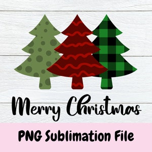 Merry Christmas Png, Christmas Trees Png, Merry Christmas Sublimation Design, Digital Download, Cricut and Silhouette, Buffalo Plaid Png