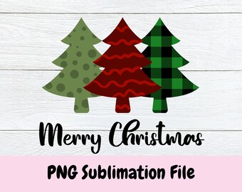 Merry Christmas Png, Christmas Trees Png, Merry Christmas Sublimation Design, Digital Download, Cricut and Silhouette, Buffalo Plaid Png