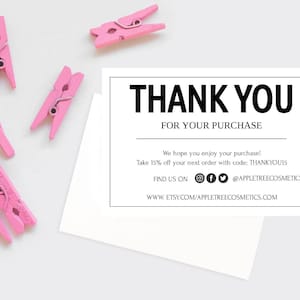 CARTE D’ACHAT - BUSINESS Thank You - Cute Template Digital Download - Editable Thank You Template - Personalized Stationary Cards