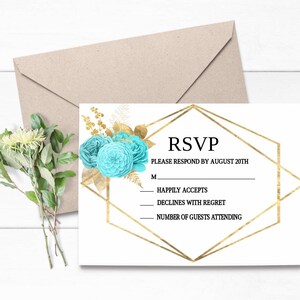 Bridal Shower RSVP, Printable Bridal RSVP Card Template, Instant Download, Blue Floral RSVP Card Printable, Editable rsvp Card
