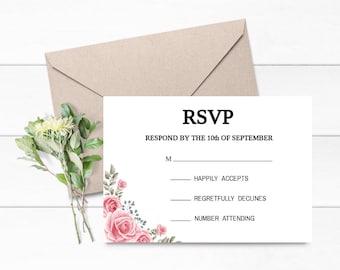 RSVP, Rsvp card, Rsvp cards, rsvp template,  RSVP card download, RSVP template for wedding, Response card for wedding, rsvp cards editable