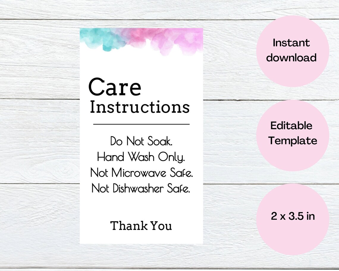 How to Care For Mug Care Instructions Cold Cup Care Card Etsy Australia