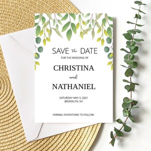 Greenery save the date template