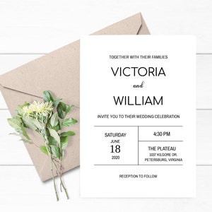 Minimalistic Wedding Invitation, Minimalistic Wedding Invite, Modern Wedding Invitation, Minimalist Wedding Invite, Minimalist Invite, HU2
