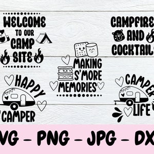 Camping Svg Bundle, Happy Camper Svg, Camp Life Svg, Bienvenue dans notre camping svg,
