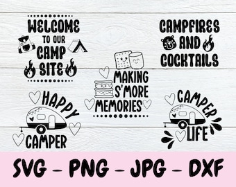 Camping Svg Bundle, Happy Camper Svg, Camp Life Svg, Bienvenido a nuestro camping svg,