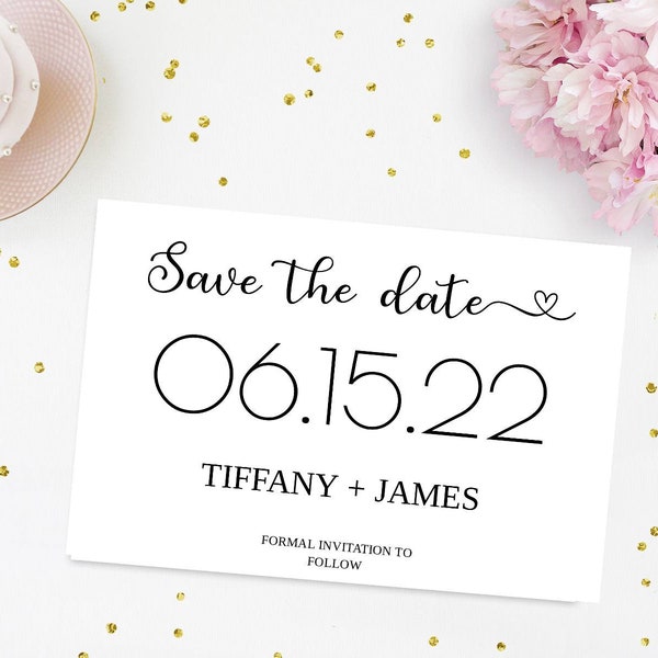 Printable Save The Date Template, Save The Date Card, Editable Save the Date Template, Minimalist Save The Date,  Personalized Save The Date