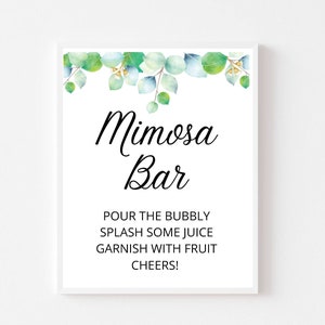 Mimosa bar sign,Bridal shower, Printable bridal shower sign, Gender neutral, Mimosa bar sign printable Bubbly bar decor, Mimosa bar print