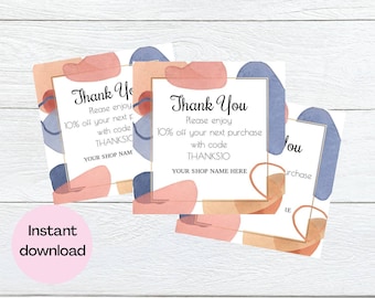 Business-Dankeschön-Karte Vorlage, Vielen Dank für Ihre Bestellkarten, Danke Paket Einsätze, DIY Kunde danke für Ihren Kauf