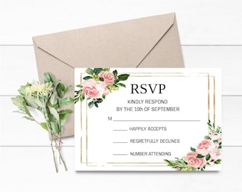 RSVP Card Template, Editable RSVP Card, RSVP Template, Wedding Rsvp Card Template, Rsvp Postcard, Rsvp Cards, Rsvp, Printable Rsvp Card