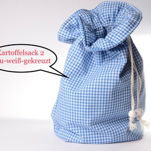 Potato bags for hot raclette potatoes made of cotton 2. blau w. gekreuzt