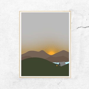 Camping - Minimal Mid Century Modern Art (Digital Download)