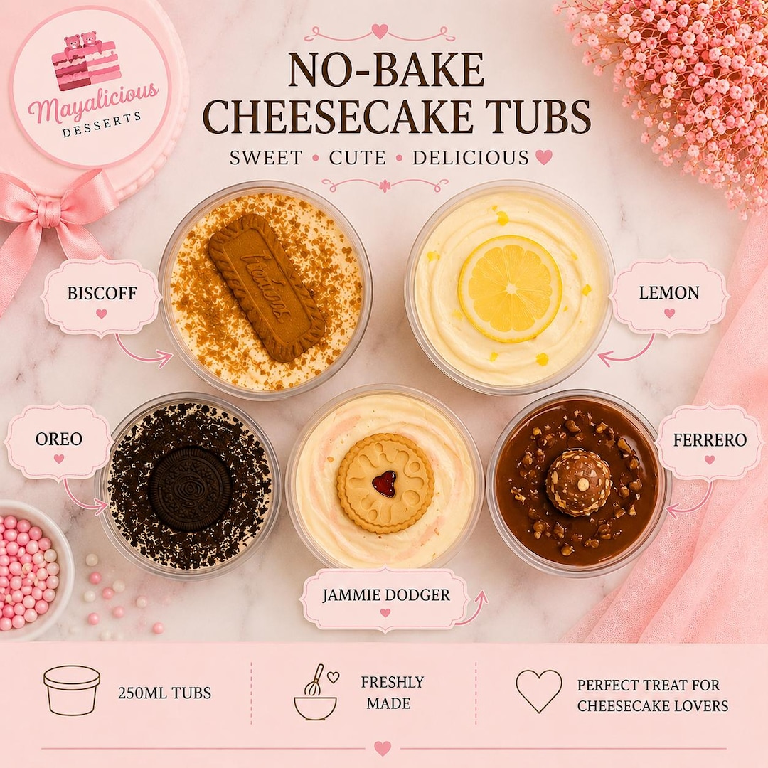 No-bake Cheesecake Tubs X5 (250ml Each) | Gourmet Dessert Pots